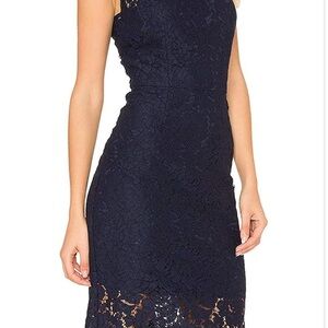 Merokeety Small Elegant Navy Lace Cocktail Dress Sleeveless crew neck